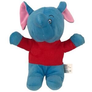 Kellytoy 8'' Blue Elephant Plush Red Shirt Pink Ears Stuffed Animal Toy Lovey